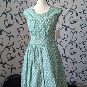 DownEast NWT "Honeydew Dots" Mint Polka Dot Dress